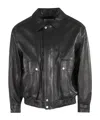 Dunst Unisex Oversized Vintage Leather Blouson Jacket Black In Black