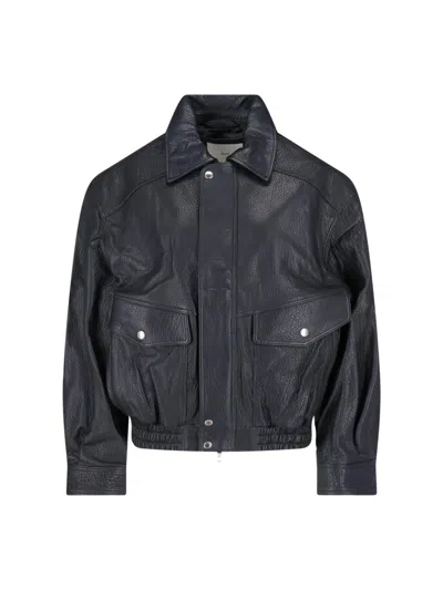 Dunst Unisex Oversized Vintage Leather Blouson Jacket In Multi