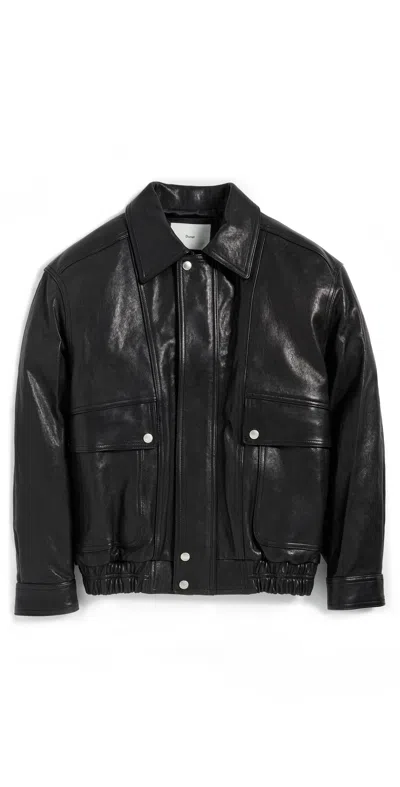 DUNST UNISEX OVERSIZED VINTAGE LEATHER BLOUSON JACKET BLACK
