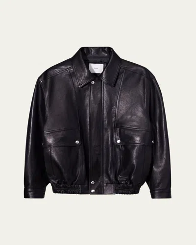 Dunst Unisex Oversized Vintage Leather Jacket In Gray