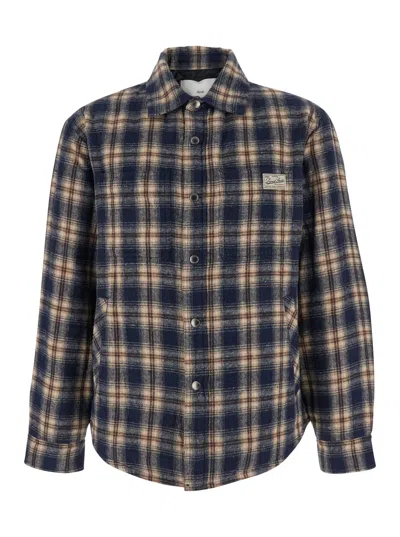 DUNST MULTICOLOR CHECKERED SHIRT WITH FRONT LOGO PATCH IN FLANNEL MAN