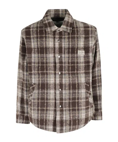 Dunst Unisex Quilted Check Flannel Shirt In Brown