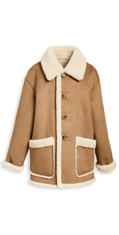 Dunst Unisex Reversible Shearling Jacket Coats Beige In Brown