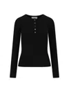 Dunst Black Buttoned Knit T-shirt In Black  