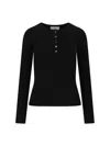 Dunst Black Buttoned Knit T-shirt In Black