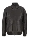 Dunst Unisex Stand Collared Leather Blouson In Black