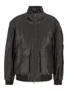 Dunst Unisex Stand Collared Leather Blouson In Black