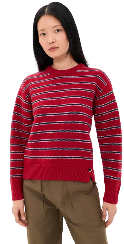 Dunst Unisex Striped Chunky Sweater Red