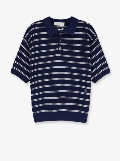 Dunst Unisex Striped Cotton Blend Polo Shirt In Blue
