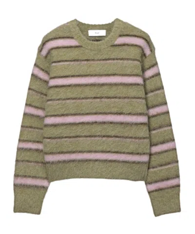 Dunst Unisex Striped Hairy Sweater In Green