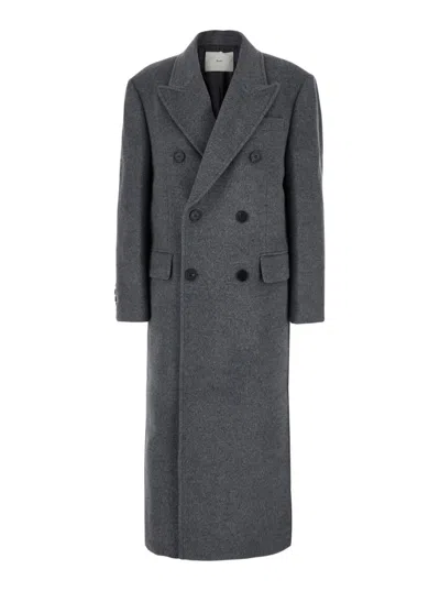 Dunst Unisex Tailored Double-breasted Wool Coat In Grey