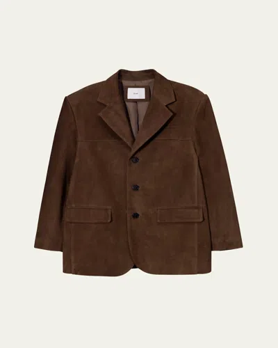 Dunst Unisex Tailored Suede Jacket In Brown