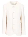 Dunst Collarless Tweed Jacket In White