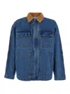 Dunst Blue Jacket With Contrast Collar And Patch Pockets On The Chest