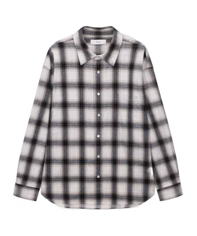 Dunst Unisex Winter Flannel Checked Shirt Beige In Gray