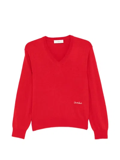 Dunst V-neck Logo Sweater In Red