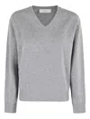 V领长袖毛衣