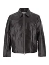 Dunst Dark Brown Jacket With Front Pockets In Leather Man In Brown