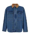 Dunst Blue Jacket With Contrast Collar And Patch Pockets On The Chest