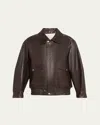Dunst Vintage-inspired Blouson Leather Jacket In Brown
