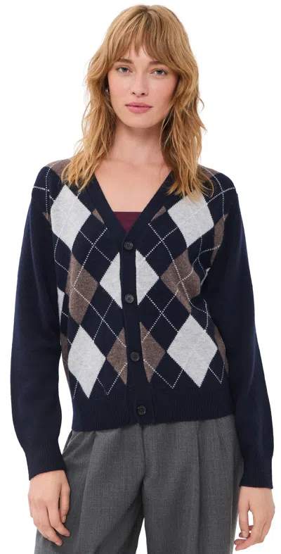 Dunst V-neck Argyle Cardigan Navy