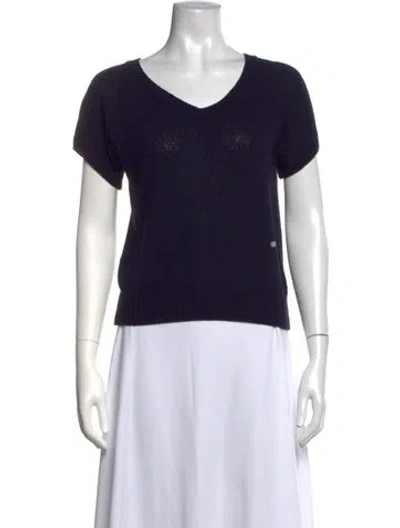Pre-owned Dunst V-neck Short Sleeve Top In Blue