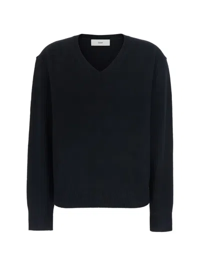 Dunst Cashmere V-neck Knitted Sweater In Blue