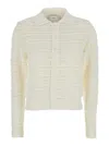 Dunst White Cardigan With Spread Collar In Cotton Woman In Neutral