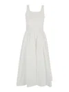 Dunst White Dress With Side Zipper Closure And Flared Skirt With Pleated Details In Cotton Blend Woman In White