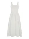 Dunst White Dress With Side Zipper Closure And Flared Skirt With Pleated Details In Cotton Blend Woman
