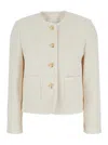 Dunst White Jacket With Round Neck And Front Jewel Button Cllosure In Cotton Blend Woman In White