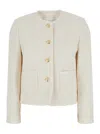 Dunst White Jacket With Round Neck And Front Jewel Button Cllosure In Cotton Blend Woman In White