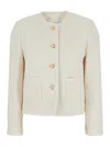 Dunst White Jacket With Round Neck And Front Jewel Button Cllosure In Cotton Blend Woman In White
