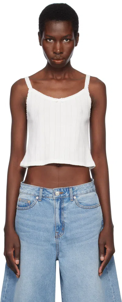 Dunst White Pointelle Sleeveless Camisole