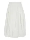 Dunst White Skirt With Balloon Design And Pleated Details In Cotton Blend Woman In White