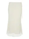 Dunst White Skirt With Side Knot Closure And Semi-transparent Hem In Viscose Woman In White