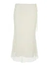 Dunst White Skirt With Side Knot Closure And Semi-transparent Hem In Viscose Woman In White