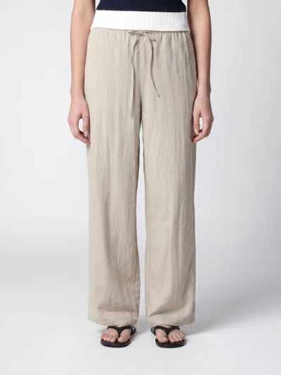 Dunst Wide Leg Linen Blend Drawstring Trousers In Gray