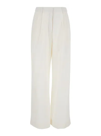 DUNST WHITE WIDE PANTS IN COTTON BLEND WOMAN