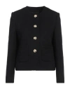 Dunst Black Crewneck Jacket With Contrasting Jewel Buttons In Black