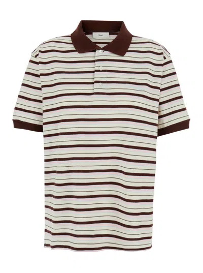 Dunst Women's Cotton Polo Shirt With Embroidered Logo And All-over Stripe Motif In Multicolor