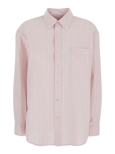 Dunst Women's Cotton-blend Striped Button-down Shirt With Patch Pocket In Pink