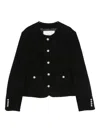 Dunst Cropped Black Tweed Jacket With Button Detailing In Black