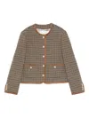 Dunst Houndstooth Pearl-button Jacket In Brown