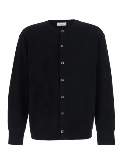 Dunst Wool Blend Crewneck Cardigan In Black