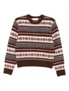 Dunst Fairisle-pattern Crew-neck Sweater In Brown