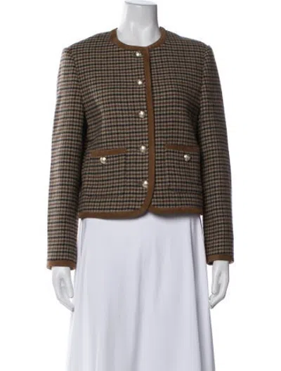 Pre-owned Dunst Wool Houndstooth Print Blazer In Brown