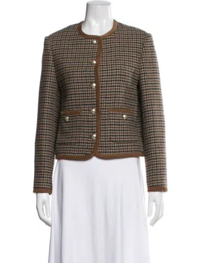 Pre-owned Dunst Wool Houndstooth Print Jacket In Brown