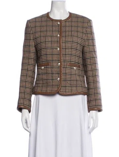 Pre-owned Dunst Wool Plaid Print Jacket In Brown