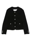 Dunst Cropped Black Tweed Jacket With Button Detailing In Black
